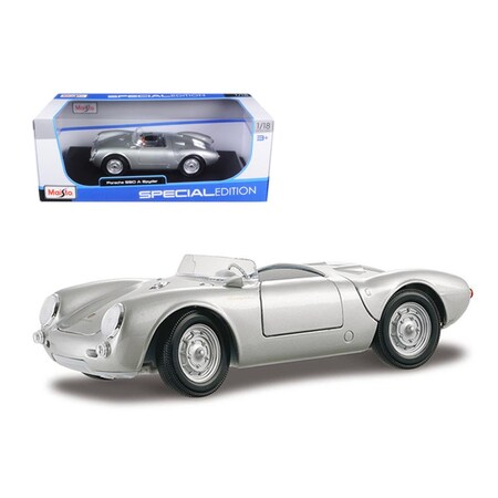 Bullicio 1-18 Scale Porsche 550 A Spyder Diecast Model Car, Silver BU3471556
